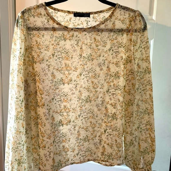 DAZY Sheer Floral Print Shirt - Picture 1 of 3